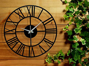TW TICKER Designer Roman Number Metal Wall Clock(40 cm,Mate Black) - Home Decor Lo