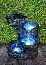 Load image into Gallery viewer, Rose Petals 3 Steps 3 Layer Water Fountain for Home Decor/Living Room/Hall/Office/Garden/Puja Room/Indoor/Outdoor (Green Rock) - Home Decor Lo
