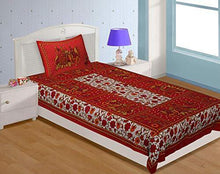 Load image into Gallery viewer, UNIBLISS 100% Cotton Rajasthani Jaipuri Traditional Single Bed Sheet with One Pillow Cover - (Single_Red) - Home Decor Lo
