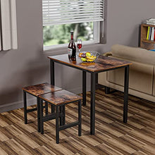 Load image into Gallery viewer, 3 Piece Dining Table Set, Small Kitchen Table and 2 Stools