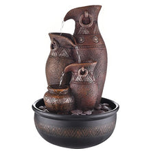 Load image into Gallery viewer, Trency Polyresin Brown Four Step Indoor Table Top Water Fountain with Adjustable Speed Control(Size: 27 * 42 * 27 cm) - Home Decor Lo
