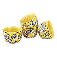 Load image into Gallery viewer, KITTENS Ceramic Maggi Bowl Hand Painted in Lemon Yellow - Set of 4 - Home Decor Lo