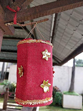 Load image into Gallery viewer, mitti se mitti tak. Kandil/Folding Festive Lantern Made of red Jute Fabric Embellished with Gold gota Flowers - Home Decor Lo