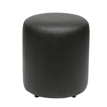 Load image into Gallery viewer, Britto Upholstered Round Faux Leatherette Pouffe: Black-Home Decor Lo