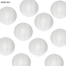 Load image into Gallery viewer, MORE BUY Decorators 14 inch (36 cm *36 cm) White Hanging Paper Lantern(10 Pc) Paper Ball Lamp Shade for Diwali, Party,Decoration (Pack of 10 White) - Home Decor Lo