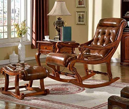 Shilpi Teak Wood Rocking Chair with Foot Rest Pure Teak Wood Home Decor Lo