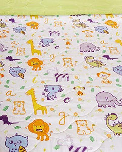Amazon Brand - Solimo Animal Farm Microfibre Printed Quilt Blanket, Double, 120 GSM, White - Home Decor Lo