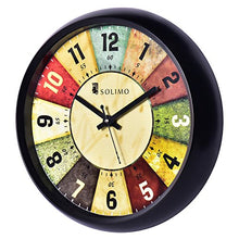 Load image into Gallery viewer, Amazon Brand - Solimo 12-inch Wall Clock - Classic Roulette (Silent Movement, Black Frame) - Home Decor Lo