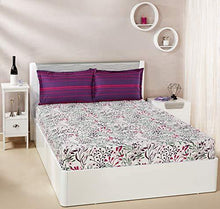 Load image into Gallery viewer, Amazon Brand - Solimo Fresh Ferns 144 TC 100% Cotton Double Bedsheet with 2 Pillow Covers, Violet - Home Decor Lo