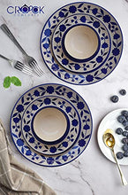 Load image into Gallery viewer, Crock Comforts- Handmade Couple Goal Royal Blue Dinner Set Ceramic Including Dinner Plates(10 inch) with Serving Bowl and Quarter Plates(7 inch) (Set of 2, Microwave & Dishwasher Safe)