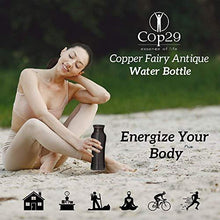 Load image into Gallery viewer, Cop29 Essence of Life - Pure Handmade Antique Finish Fairy Copper Water Bottle with Ayurvedic Health Benefits, 900ml - Home Decor Lo
