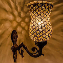 Load image into Gallery viewer, DEVBEADS Golden Wave Hurricane Wall Bracket Glass Mosaic Lamp 19cm - Home Decor Lo