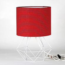 Load image into Gallery viewer, Craftter Red Fabric Shade White Diamond Metal Base Decorative Night Bedside Small Table Lamp - Home Decor Lo