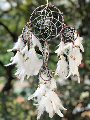 Rooh Dream Catcher ~ White and Brown 4 Tier ~ Handmade Hangings for Positivity - Home Decor Lo