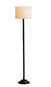 Contemporary Wrought Iron Floor Drum Lamp With Shade: Beige - Home Decor Lo