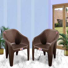 Load image into Gallery viewer, AVRO FURNITURE 9100 Plastic Chairs, Set of 4, Matt and Gloss Pattern, Plastic Chairs for Home, Living Room, Bearing Capacity up to 200Kg, Strong and Sturdy Structure,Brown - Home Decor Lo