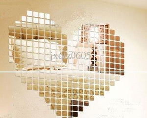 Naveed Arts Acrylic 3D Wall Decor for Home and Office 2Mm Thick Mosaic Square Silver Mirror - Home Decor Lo