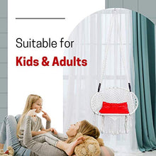 Load image into Gallery viewer, Curio Centre Make in India Round Premium Swing with Polyester Ropes & Mild Steel Frame for Adults & Kids/Indoor Outdoor Hanging Swing Chair with Cushion & Accessories (73 x 81 x 149 cm, White) - Home Decor Lo