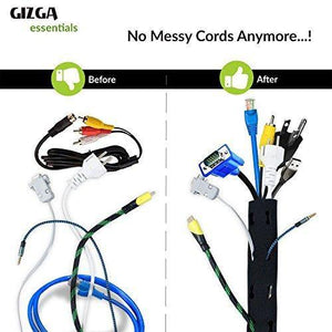 Gizga Cable Organiser Manager, Gizga Essentials Cord Management System for Pc, Tv, Home Theater, Speaker, Hdmi & Cables -Flexible Neoprene Wrap (1 Piece - 19-Inch/ 48-Cms - Medium) - Home Decor Lo