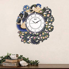 Load image into Gallery viewer, asian multistore hub Stylish Ajanta Wall Clock for Home Living Room Office Bedroom Decor (Royal Peacock Design, 12x12 Inch, Wooden, Blue White) - Home Decor Lo