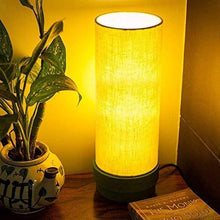 Load image into Gallery viewer, ExclusiveLane 14 Inch Wooden Home Decorative Bedroom Living Room Bedside Table Lamps for Home Decoration (12.7 cm x 12.7 cm x 35.6 cm, Green & Off White, Without Bulb) - Home Decor Lo