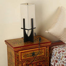 Load image into Gallery viewer, Make in Modern Wooden & Fabric Square Table Lamp Without Bulb (Black & White, 40 Watt) - Home Decor Lo