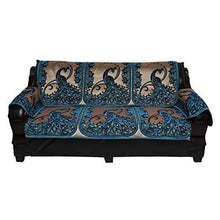 Load image into Gallery viewer, KINGLY Chenille Velvet 12 Pcs Pikok Design Sofa Covers Set of 5 Seater (3+1+1) – Blue, Firozi,Gold - Home Decor Lo