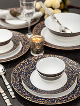 Load image into Gallery viewer, LaOpala Anassa Blue Sovrana Collection Opalware Dinner Set, 33 Pieces, White - Home Decor Lo
