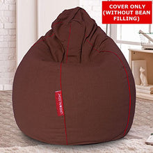 Load image into Gallery viewer, Urbanloom Organic Cotton Handloom XXXL Bean Bag Cover ONLY (Without Beans) with Easy Carry Handle and Contrast Piping - Brown Colour (Auburn Collection) - Home Decor Lo
