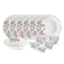 Load image into Gallery viewer, Larah by Borosil Red Bud Silk Series Opalware Dinner Set, 19 Pieces, White - Home Decor Lo