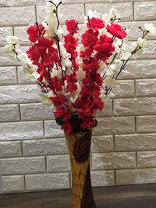 VTMT PetalshueÂ® Artificial Dark Pink & White Blossom Flower Bunch for Home Decor Office | Artificial Flower Bunches for Vases (18 Sticks, 45 cm) - Home Decor Lo