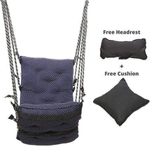 Load image into Gallery viewer, Smart Beans Cotton Hanging 150 Kg Capacity Hammock Swing Jhula Chair for Both Kids and Adults (Dark Blue) - Home Decor Lo