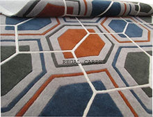 Load image into Gallery viewer, Regal Carpet Embossed Carved Handmade Tuffted Woollen Thick Geometrical Carpet for Living Room Bedroom Home Size 5 x 8 feet (150X240 cm) Charchole Grey Multi - Home Decor Lo