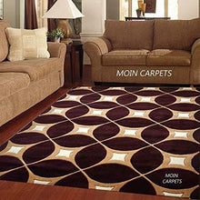 Load image into Gallery viewer, Moin Carpets Geometric Design Acrylic Wool Soft and Thick Carpet/Rug, 6 x 8 feet Carpet for Living Room/Home, (180 x 235 cms) Brown - Home Decor Lo