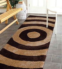 Load image into Gallery viewer, The Home Talk Modern Design Microfibre Polyester Shaggy Bedside Rug, Soft Carpet for Bedroom Living Room (50x150 cm, Beige Brown) - Home Decor Lo