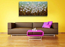Load image into Gallery viewer, Asdam Art 100% Hand Painted 3D Paintings On Canvas Ready to Hang White Daisy Flower Oil Paintings Abstract Landscape Artwork Wall Art for Living Room Bedroom (24X48 inch) - Home Decor Lo