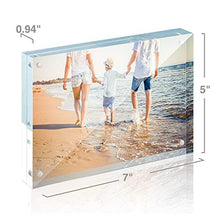 Load image into Gallery viewer, TWING Premium Acrylic Clear Photo Frame - 5x7 inches Magnet Photo Frame -Double Sided Thick Desktop Frames by Twing - Home Decor Lo