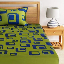 Load image into Gallery viewer, Home Ecstasy 100% Cotton bedsheets for Single Bed Cotton, 140tc Geometric Green Single bedsheet with Pillow Cover (4.8ft x 7.3ft) - Home Decor Lo