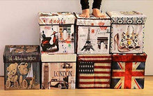 Load image into Gallery viewer, Almand Portable & Foldable Laundry Box Cum Sitting Stool Folding Attractive Prints Pouffe/Sitting Stool/Stool/pouffes for Living Room/Puffy Stool (12" L×12" W ×12" H)(1 pcs) - Home Decor Lo