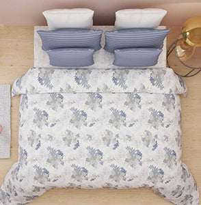 Trident Senovita Navy Floral Double Bedsheet with 2 Pillow Cover Set (DSN-04) - Home Decor Lo