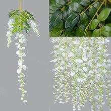 Load image into Gallery viewer, Artiflr 8pcs Artificial Fake Wisteria Vine Garland-GreenDec 3.6Ft/Piece Silk Wisteria Vine Ratta Hanging Flower for Home Garden Decor,(White) - Home Decor Lo