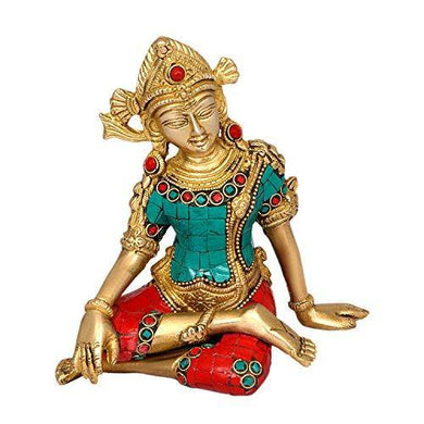 Aone India Sitting God Indra Dev Brass Statue Height-5.75