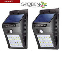 Load image into Gallery viewer, Groeien® Waterproof Bright Solar Wireless Security Motion Sensor 20 LED Night Light for Outdoor/Garden Wall (Black)(Pack of 2) - Home Decor Lo