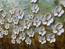 Load image into Gallery viewer, Asdam Art 100% Hand Painted 3D Paintings On Canvas Ready to Hang White Daisy Flower Oil Paintings Abstract Landscape Artwork Wall Art for Living Room Bedroom (24X48 inch) - Home Decor Lo