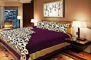 F2L Chenille 500 TC Bedsheet (Purple_King) - Home Decor Lo