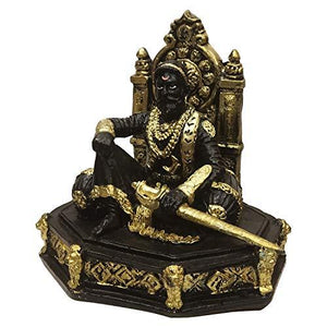 Sudha Gift & Toys Point Shivaji Maharaj The Legand of Maharashtra Statue – Black & Gold (Height 14cm) - Home Decor Lo
