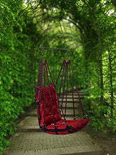 Load image into Gallery viewer, Tichkule Make in India, Soft Leather Velvet Hanging Swing Chair, Jhula for Adults, Swing for Indoor/Outdoor, Home, Balcony & Garden, 200 Kgs Weight Capacity (Red, Free Hanging Accessories) - Home Decor Lo