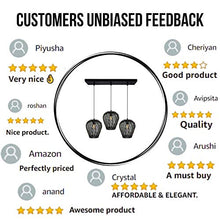Load image into Gallery viewer, Homesake Retro Style, LED Filament Bulb Chandelier 3 Lights Round Cluster Pendant 60W Black Lamp with Steel Wire Mesh Hanging Light for Living Room, Bedroom