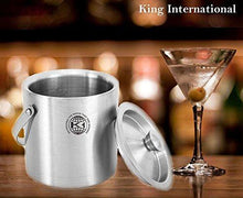 Load image into Gallery viewer, King International Stainless Steel Bar Set, Bartender Kit Set of 3 Piece| Silver| Bar Tool Set with Ice Bucket, Peg Measure, Ice Tong -Complete Bar Tool Set for Home bar Accessories - Home Decor Lo