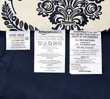 Load image into Gallery viewer, AmazonBasics 8-Piece Comforter Bedding Set, King, Blue and Tan Damask, Microfiber, Ultra-Soft - Home Decor Lo